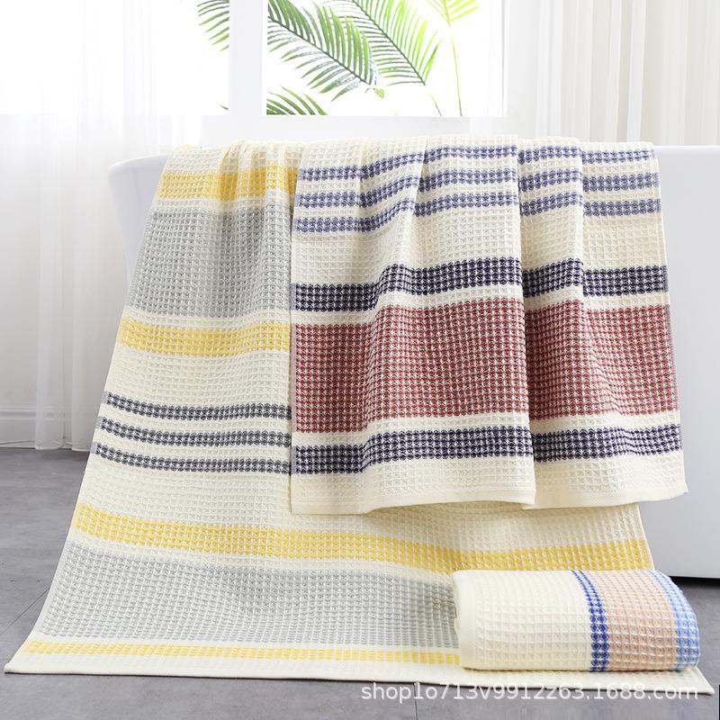 Adult-Size Quick-Drying Pure Cotton Waffle Gauze Bath Towel - High-Quality Honeycomb Design for Newborns