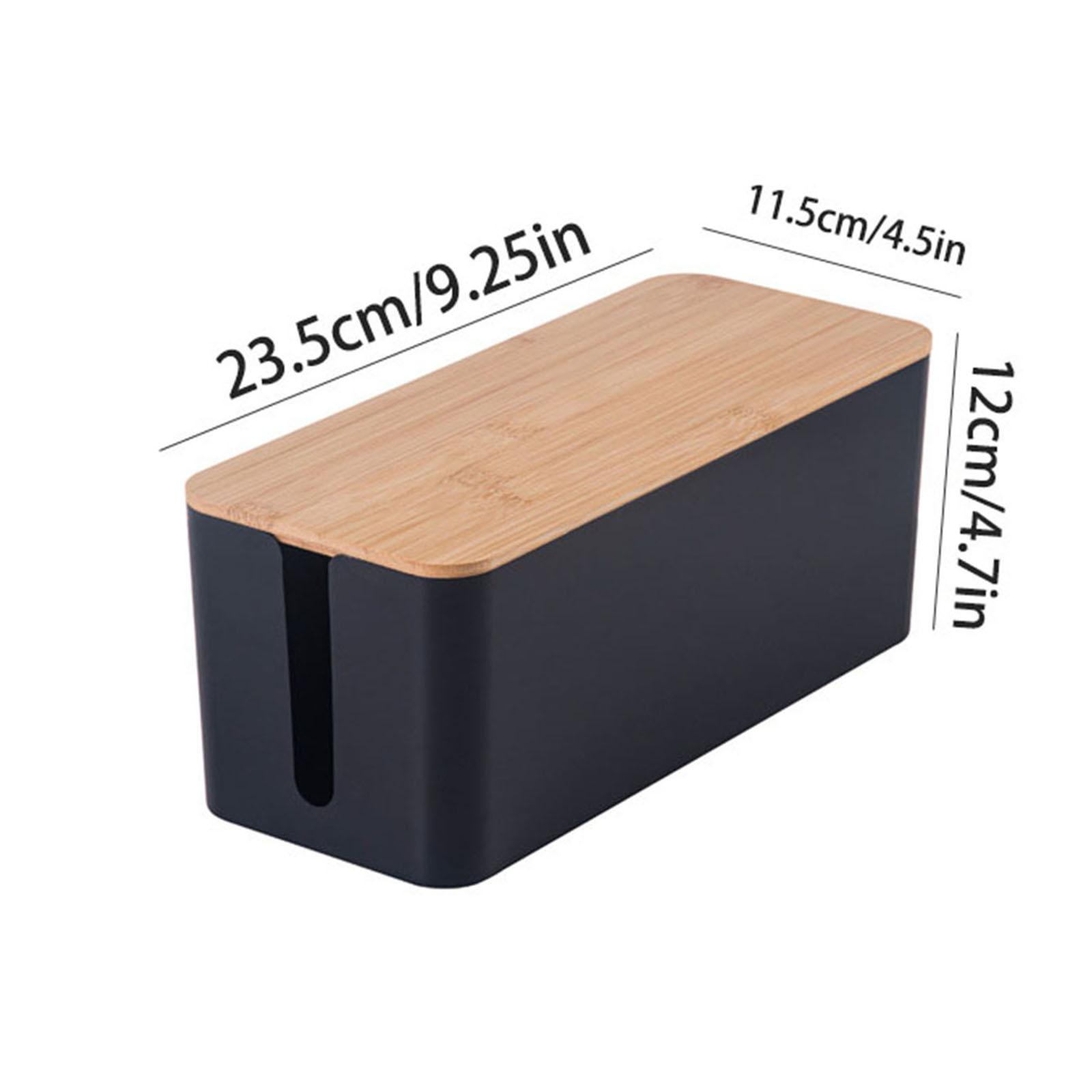 

Cable Management Box, Cord Box Hider,Extension Socket Cord Organizer Box with Bamboo Wood Cover for Router Desk Power Strip