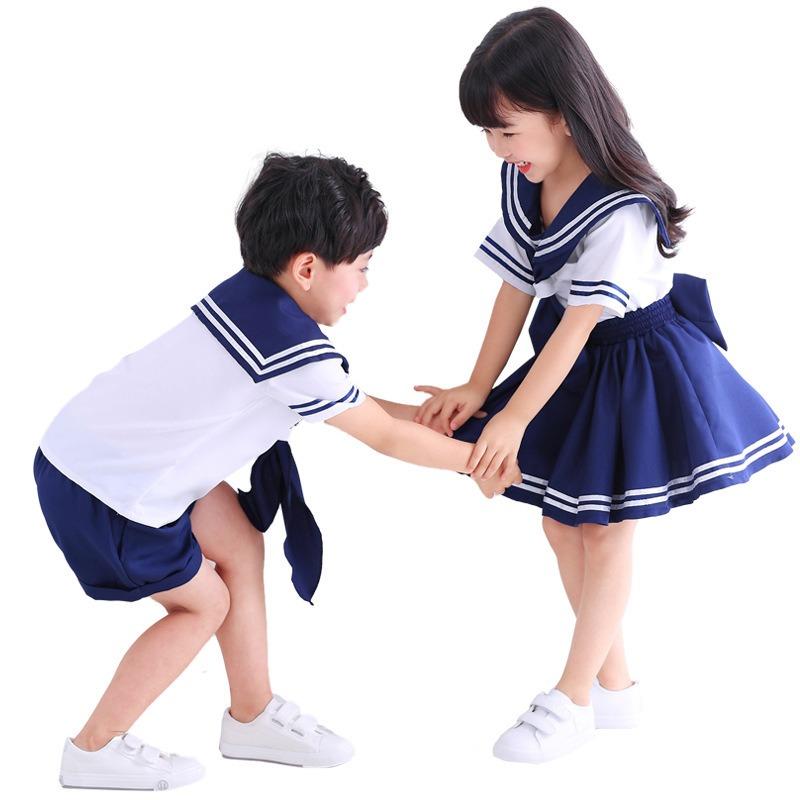 Children's school uniforms Navy collar sailor uniforms Photography Girls kindergarten sailor soldier performance uniforms