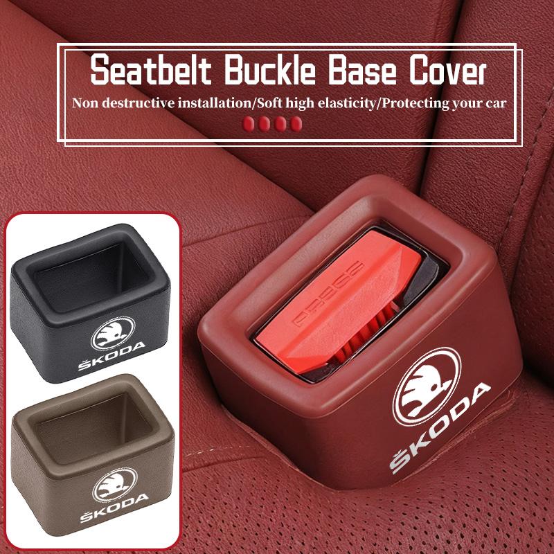VIJT4 For Skoda Car Seat Safety Belt Buckle Base Clip Protection Cover Fabia 1 2 Octavia a7 RS Superb Rapid Yeti Karoq Vision