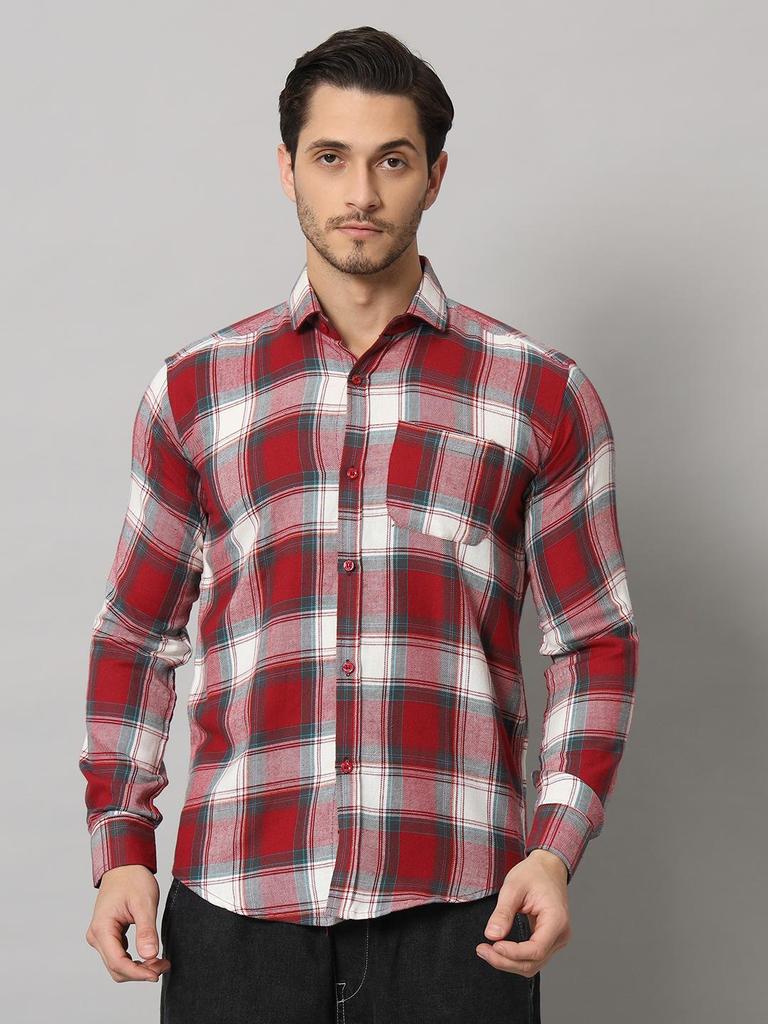 Bigreams Men's Yarn-Dyed 100% Cotton Slim Fit Checkered Flannel Shirt For Full Sleeve Shirt