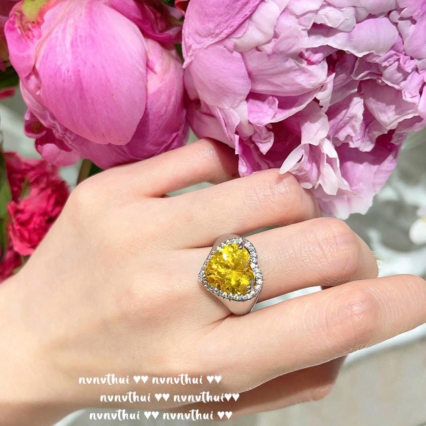 Papalacha Camellia Gemstone Ring, Rich Woman'S Happiness, 18K Gold Plated, Twilight Yellow Love Zircon Bracelet