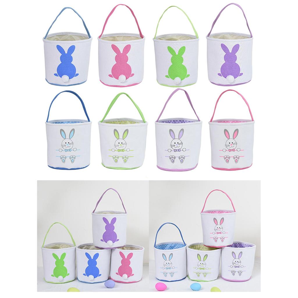 Cute Easter Egg Personalized Bag Easter Rabbit Buckets for Kids Gift Carrying Eggs, Candies and Toys Party Decor