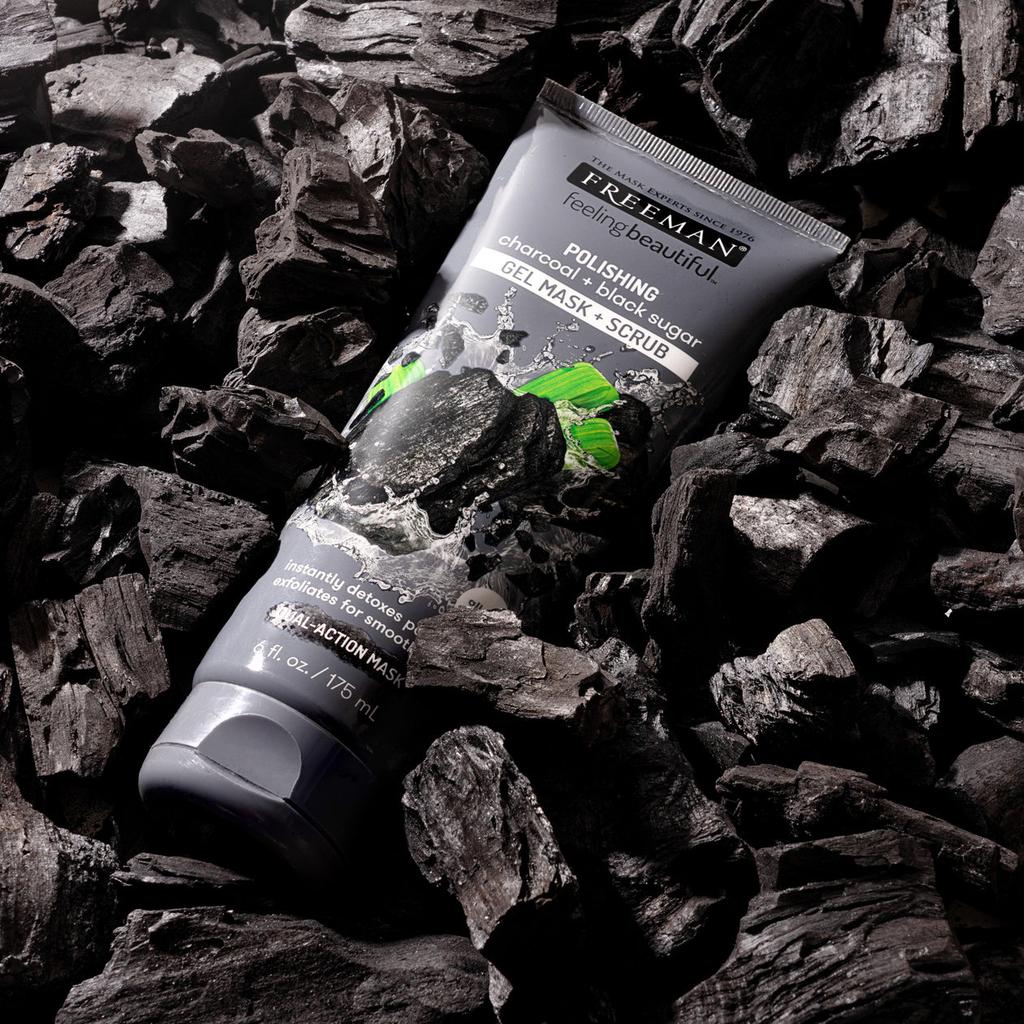 Gesichtsmasken Polierende Holzkohle & Schwarzer Zucker Gelmaske 175ml.