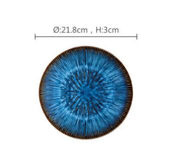 

Western-style Food Steak Ceramic Dish Deep Blue Pasta Plate Household Fresh Fruit Salad Fish Procelain Tableware