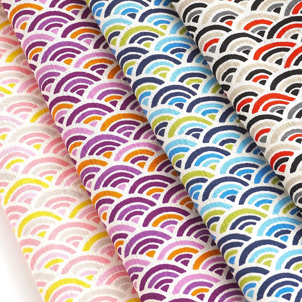 Raw 110cm x Japanese cut Japanese made in cut approximately 110cm x Wave navy young leaves wool, 50cm, pattern, Seigaiha, cloth, style, cotton, Japan,