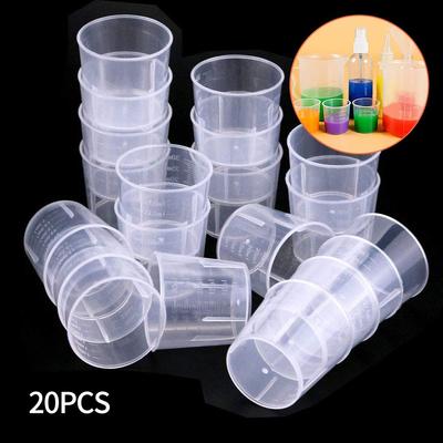 Clear Plastic Measure Cups for Liquids 20pcs Dual Scales Cup Container