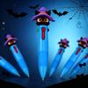 23 Pcs Halloween Four-Color Retractable Ballpoint Pens,  3D Cute Witch Black Cat Topper, Cartoon Student Stationery, Halloween Gifts