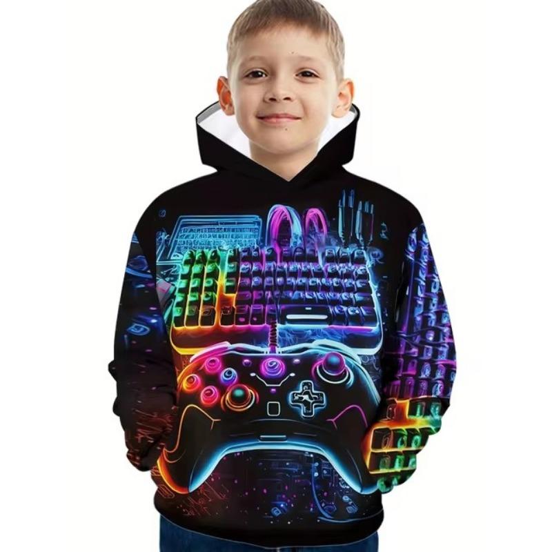 Retro Sporty Cartoon Hoodies Daily Harajuku Kawaii Comfortable Streetwear Vintage Kids Sweatshirts Autumn Winter Clothes