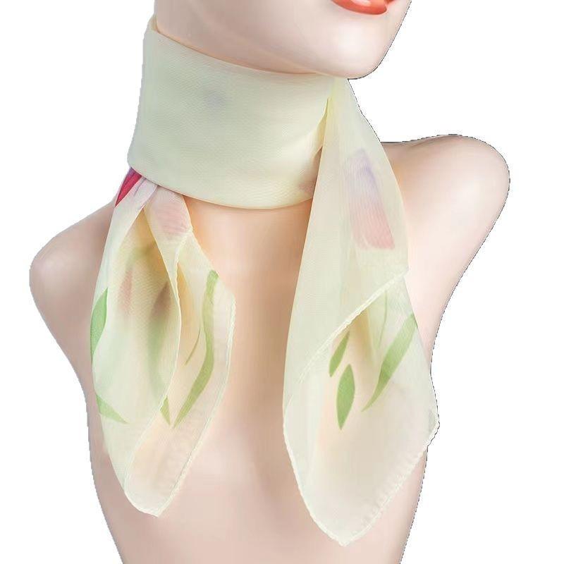 Chiffon-Print Kleines Quadratisches Tuch: Frühlings- & Herbst-Halswärmer, Tanz- & Reisezubehör für Mütter, Seidengaze