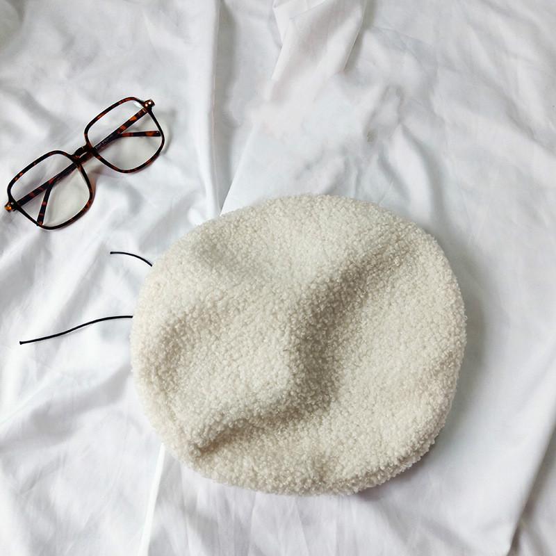 Beret Warm Wool Winter Beanie Hat Cap Vintage Plain Beret Hats Solid Color Lady Winter Warm Caps