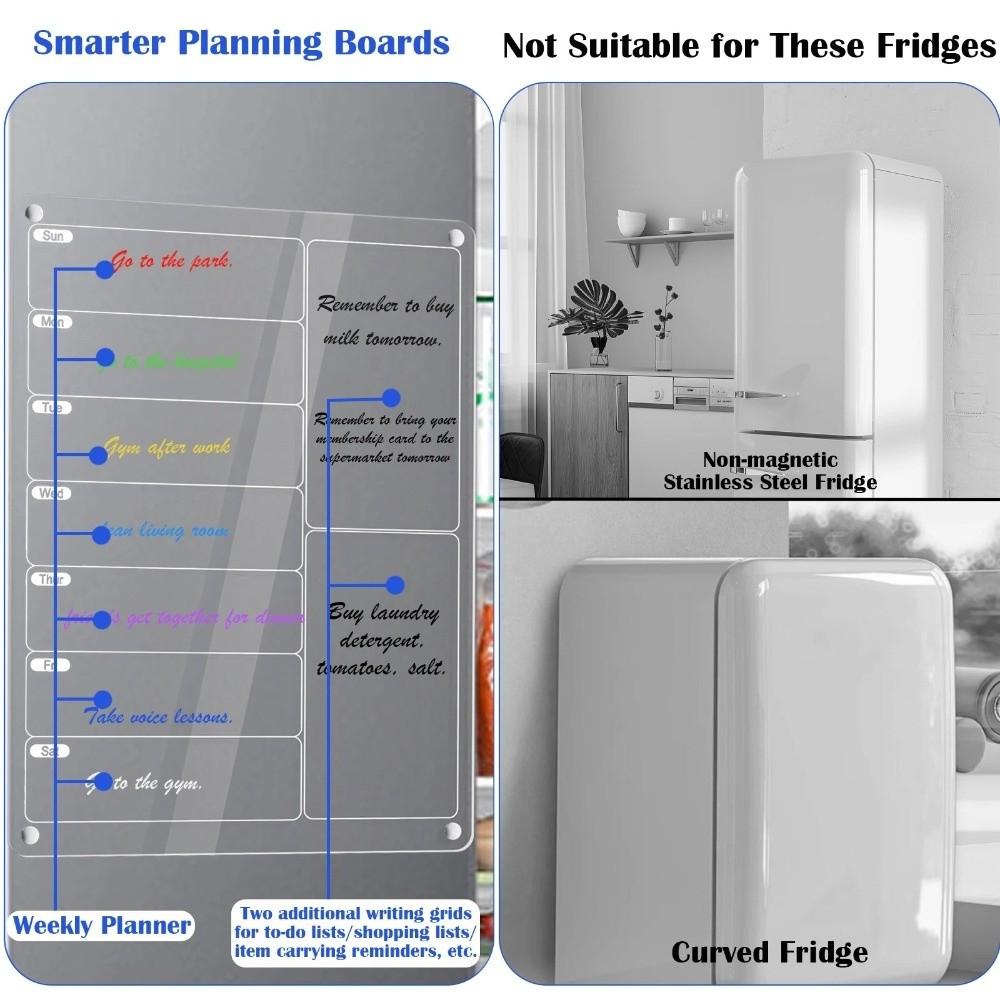 Reusable Magnetic Acrylic Weekly Planner Transparent Erasable Memo Board Kitchen
