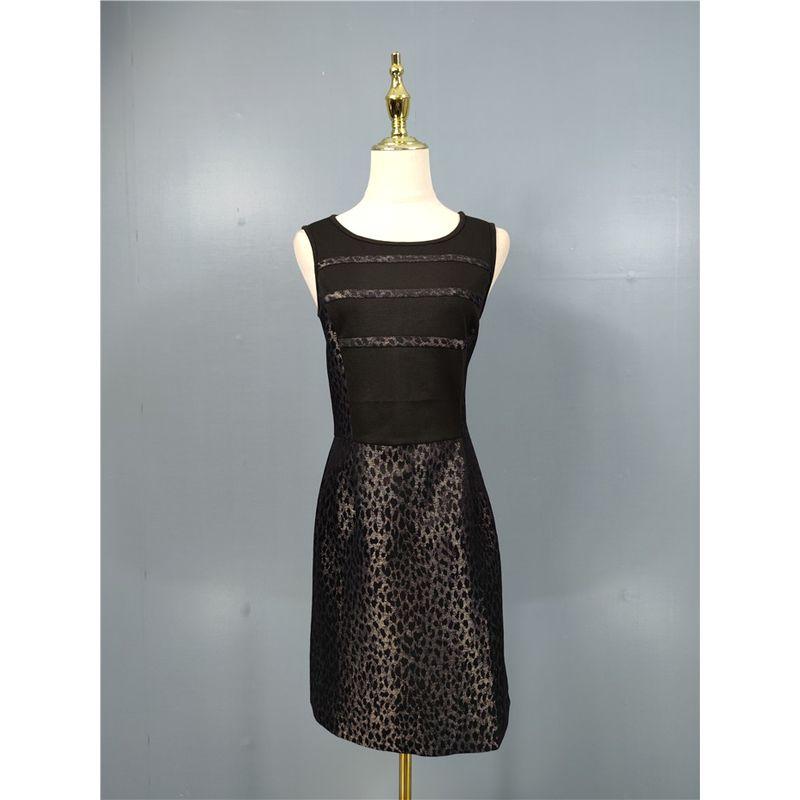 

French Style High Cold High Texture Smooth Shiny Patchwork Stretch Fabric Work Clothing Slim-Fit Figure Flattering Dress Hip Skirt Black 38 (170/92A)
