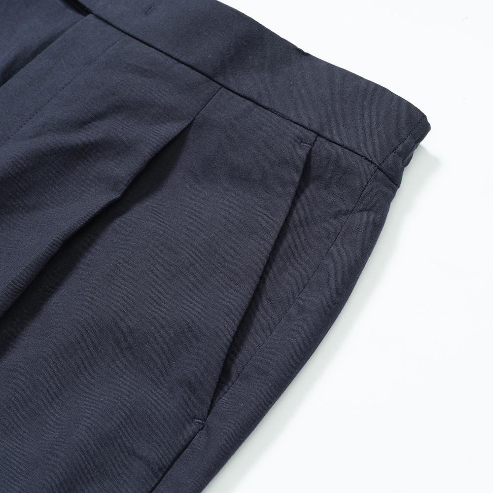EDWARDMAX Linen & Cotton Elastic Waist Pants (Nv)