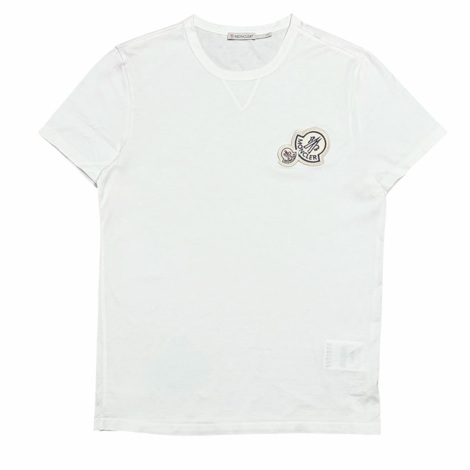 MONCLER Double Patch T-Shirt White Men s Size S Model E209180325008390Y