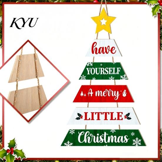 Holiday Home Decor Ornaments Rustic Wooden Hanging Pendant for Christmas Door, Decorative Festive Door Handle Decorations Sign Ornament with Hemp Rope