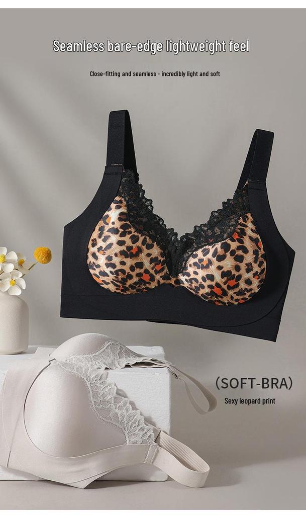 Women's Lace Edge Seamless Satin Bra - Minimizes Large Busts, Push-Up, Summer Thin, No Underwire, Comfortable & Breathable.