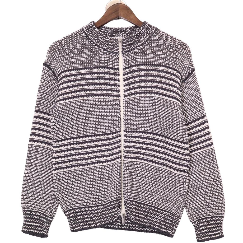 Peserico LE1263303 Navy X White Cotton Sequined Zip Knit Tops 42 Gray X whiteUsed