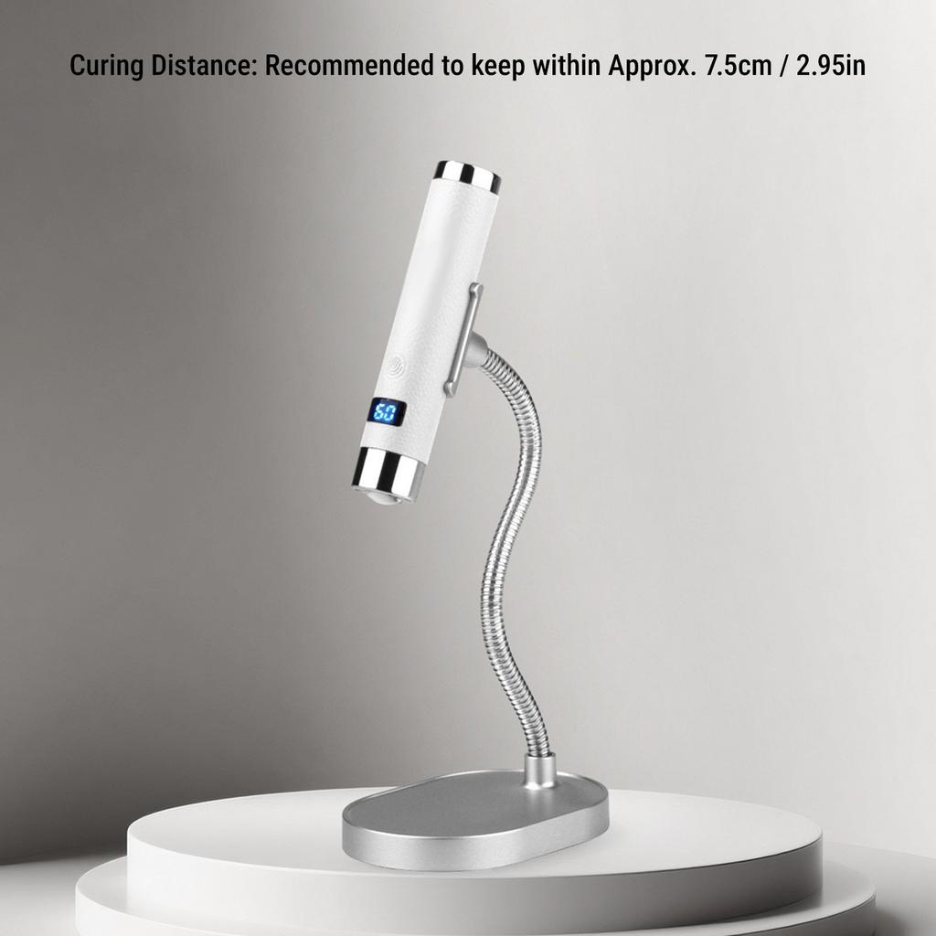 Handheld Nail Light with Gooseneck Magnetic Stand LED Chips 5X Light Concentration Effect Rechargeable Auto Sensor Nail Lamp