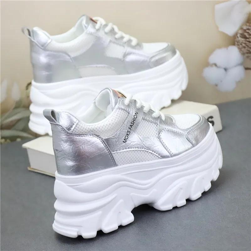 Fashion 12CM Microfiber Leather Platform Wedge Spring Chunky Sneaker Autumn Pumps Ankle Boots Fashion Mary Jane Chunky Heels Shoes