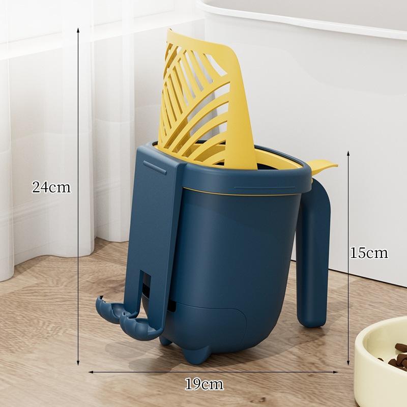 2-In-1 Integrated Cat Litter Scoop Built-In Large Waste Bin Sieve Separate Cat Litter Portable Pet Poop Storage Cleaning Tool