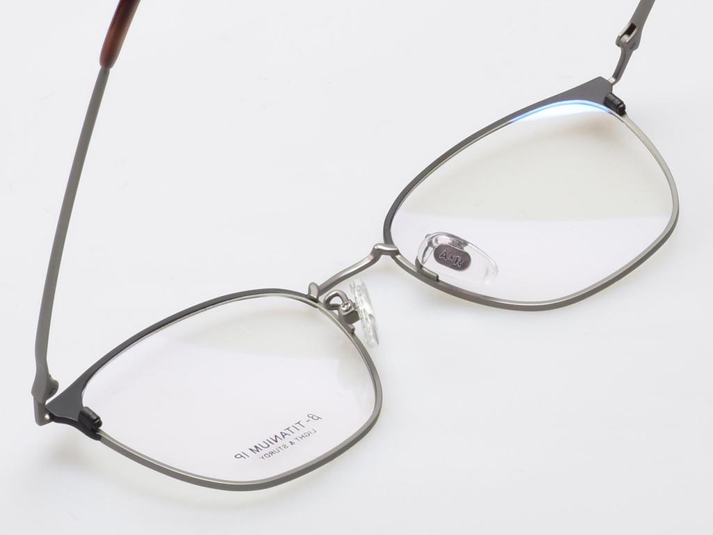 Alloaiweeo [Aloxrounz] Ar8014A C1 Half Two-Tone Black & Gray Beta Titanium Square Glasses