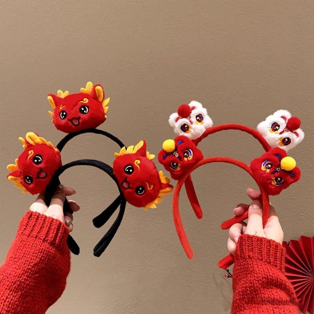 Red New Year Hair Hoop Chinese Style Headpiece New Headwear Cosplay Costume Props