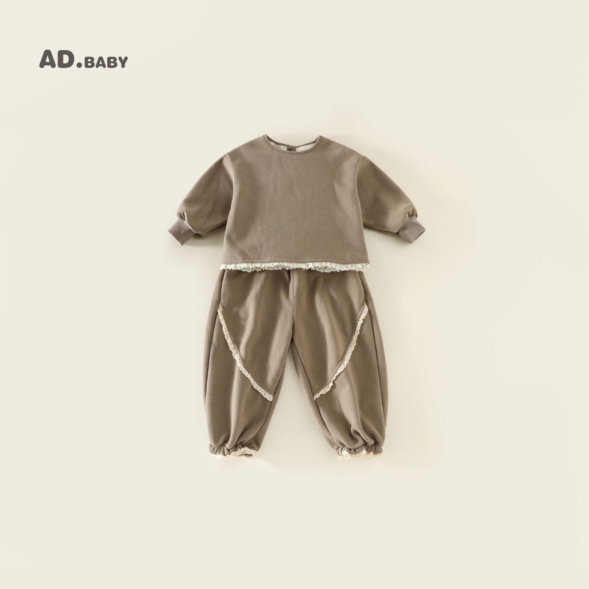 

2025 Autumn Kids Korean Style Fleece Two-Piece Set: Skin-Friendly Sweatshirt & Sweatpants 120 cm