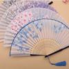 Faux Silk Material Decorative Folding Fan Bamboo Frame Handheld Fan Wood Folding Fan  Gift Giving