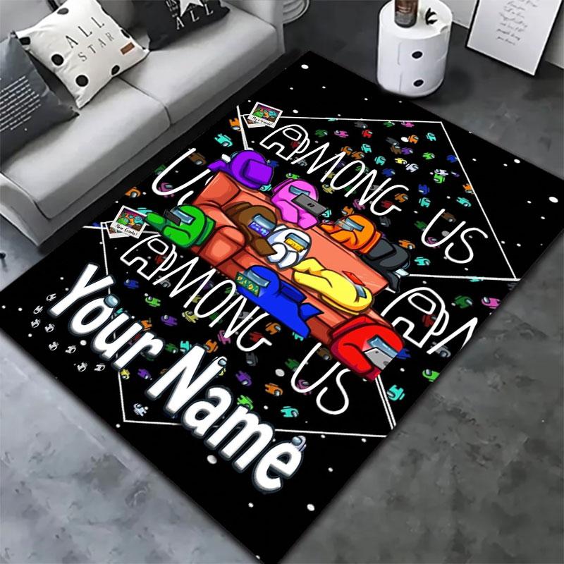 Among Us Custom Name Carpet Rug for Living Room Bedroom Home Sofa Decoration,Kids Play Non-slip Floor Mat