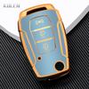 TPU Car Flip Key Case Cover Shell Fob For Ssangyong Kyron 2 Sanka Actyon Korando Tivoli 3 Buttons Key Protective Holder Keychain