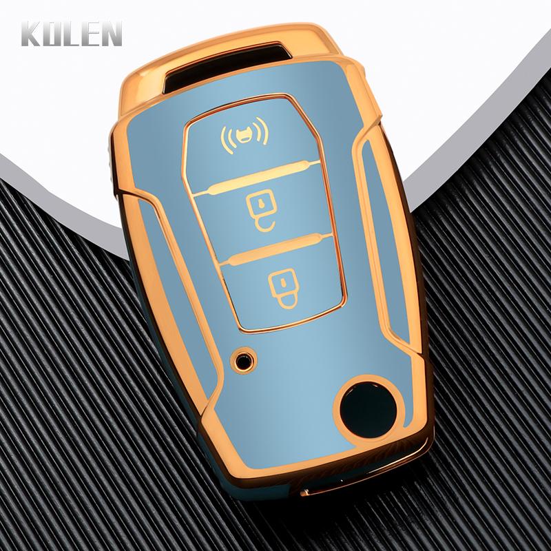 TPU Car Flip Key Case Cover Shell Fob For Ssangyong Kyron 2 Sanka Actyon Korando Tivoli 3 Buttons Key Protective Holder Keychain