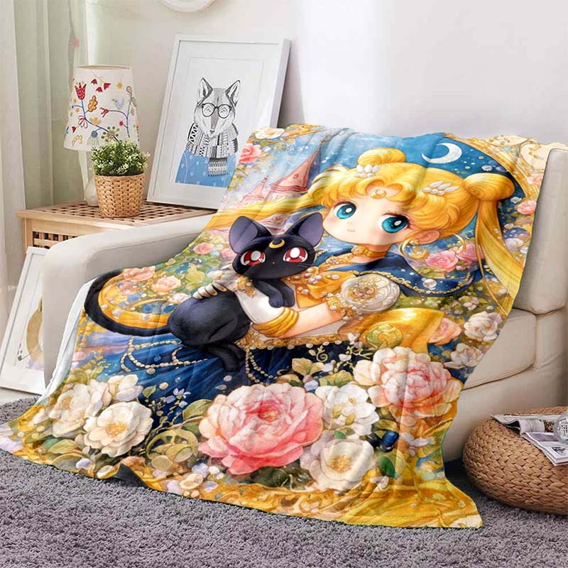 Various styles of Sailor Moon anime character blankets are suitable for use on beds, in bedrooms, on sofas, picnics, and other 1