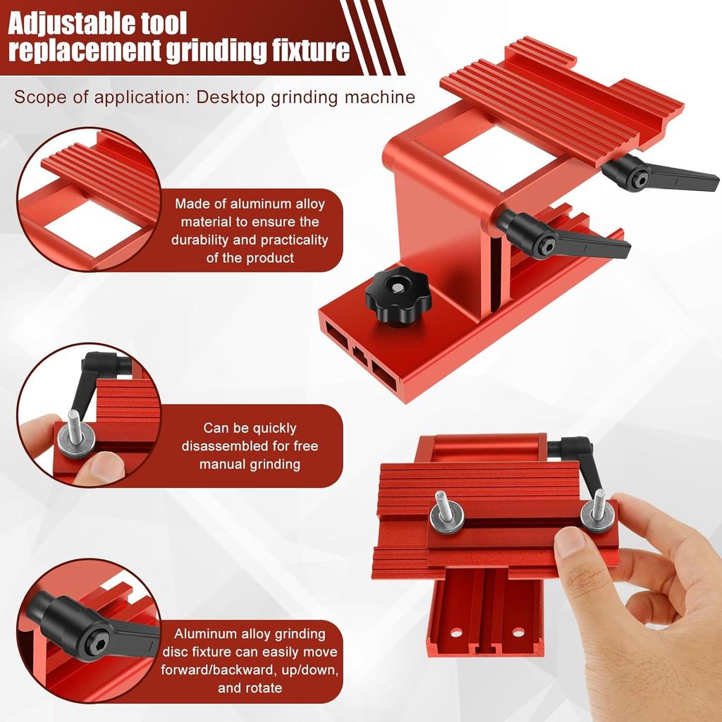 Sharpening Tool Rest Jig, Angle & Height Adjustable Sharpening Jig Tool, Manual Bench Grinder Tool Rest, Aluminum Alloy Sharpening Tool Rest Jig