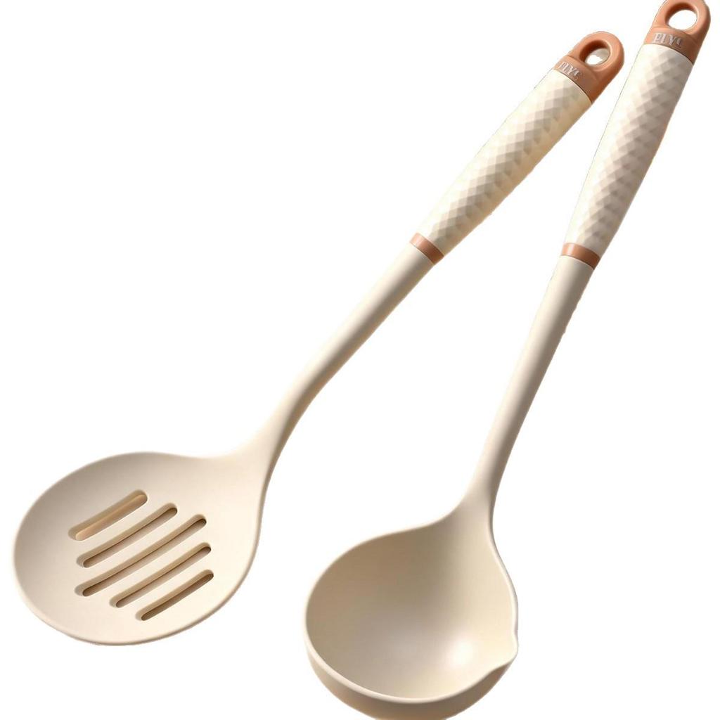 Silicone High-Temp Resistant Soup Ladle & Non-Stick Porridge Spoon with Anti-Scalding Handle.