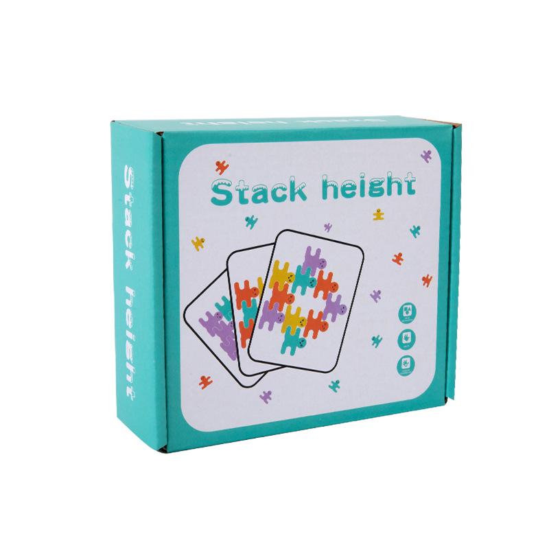 3D Balance Beam Stacking Game: Early Education Puzzle with Double-Sided Pattern Cards and Building Blocks for Kids
