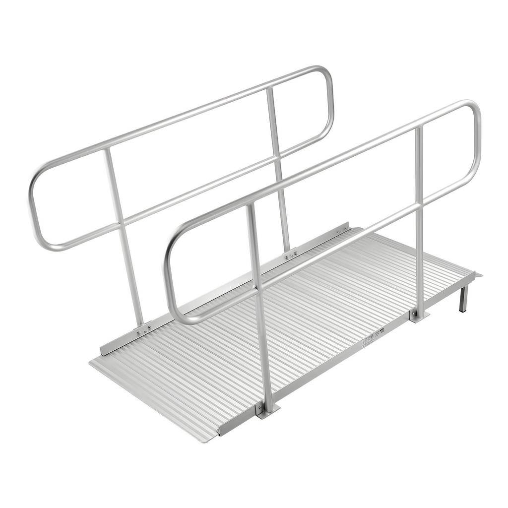 Wheelchair Ramp with Handrails, 1806 x 830 mm, Heavy Duty Wide Aluminum Wheelchair Ramp with Adjustable Legs, 453.6 kg Capacity, Portable Threshold