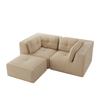 Modular corner sofa, two-seater, frameless L-shaped sofa with movable footrest, corduroy fabric, suitable for living room and bedroom, Beige