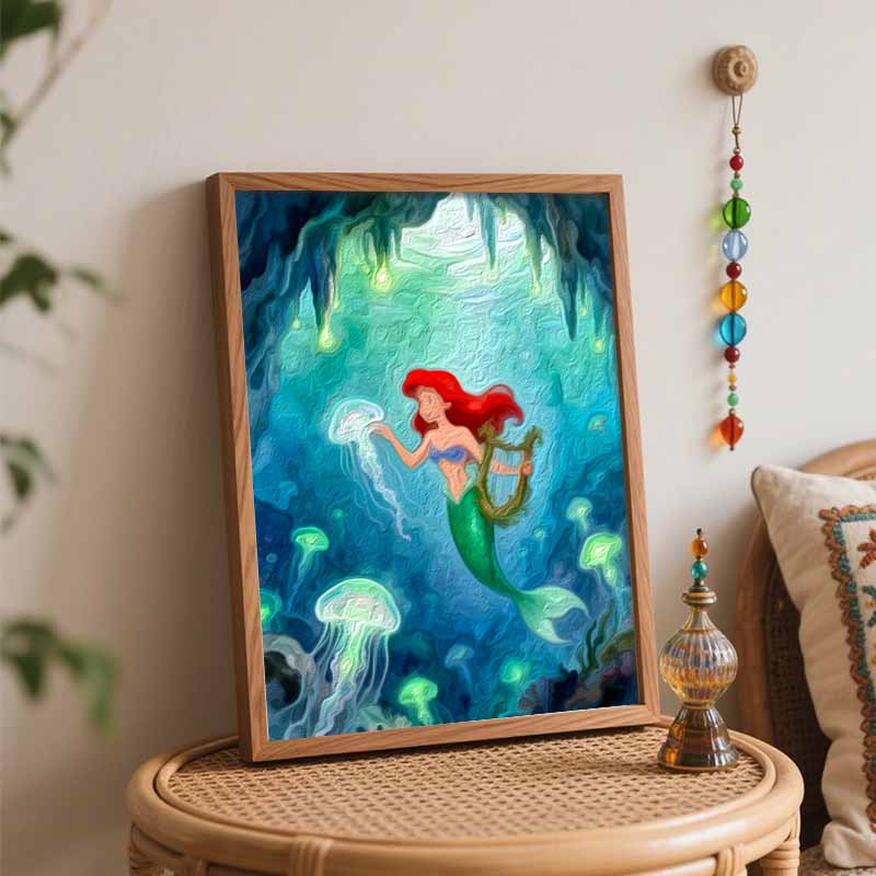 Disney Digital Oil Painting Diy Oil Painting Hand Painting Mermaid Underwater Art Living Room Bedroom Decoration Painting