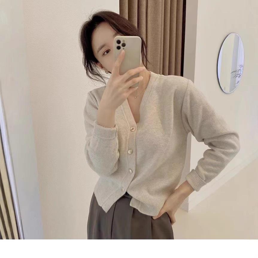 Women's 2024 V-Neck Cardigan Sweater - New Spring & Autumn Lightweight Knit Design