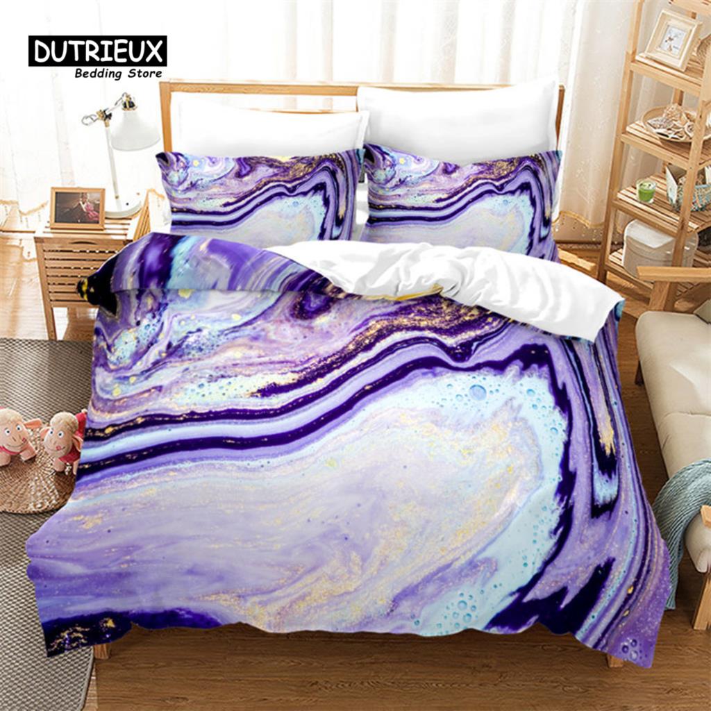 Vibrant Durable King Twin Full Queen Quilt Marble Geometric Abstract Art For Adults Kids Girls Bedroom Decor