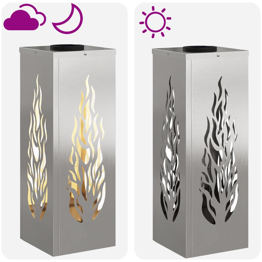 Solar LED Path Light 2 Pcs Silver Stainless Steel