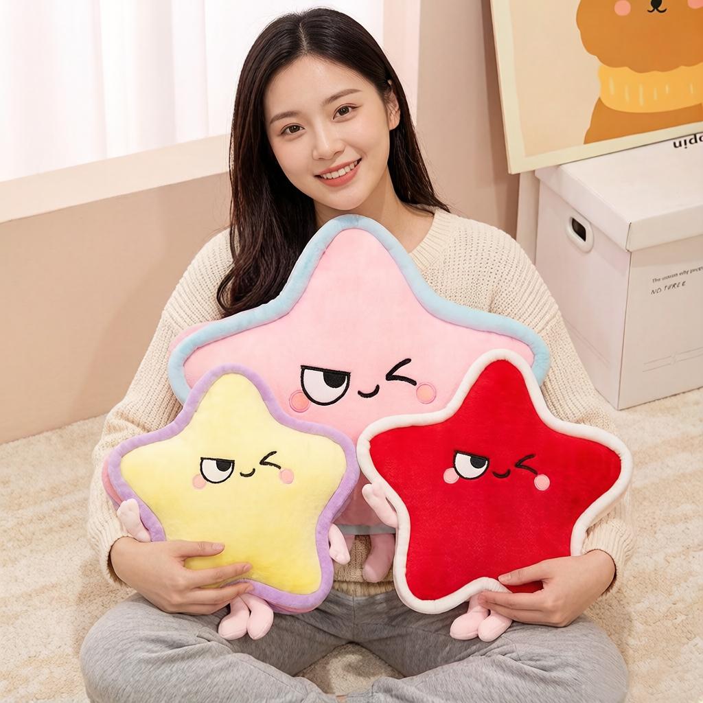 40/60cm Blinked Eye Star Plush Pillow Humanoid Sky Pillow Red Yellow Pink Emotion Plushie Back Support Home Decor Gift