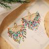 Original design bohemian earrings handmade rattan long tassel women's retro niche vacation earrings