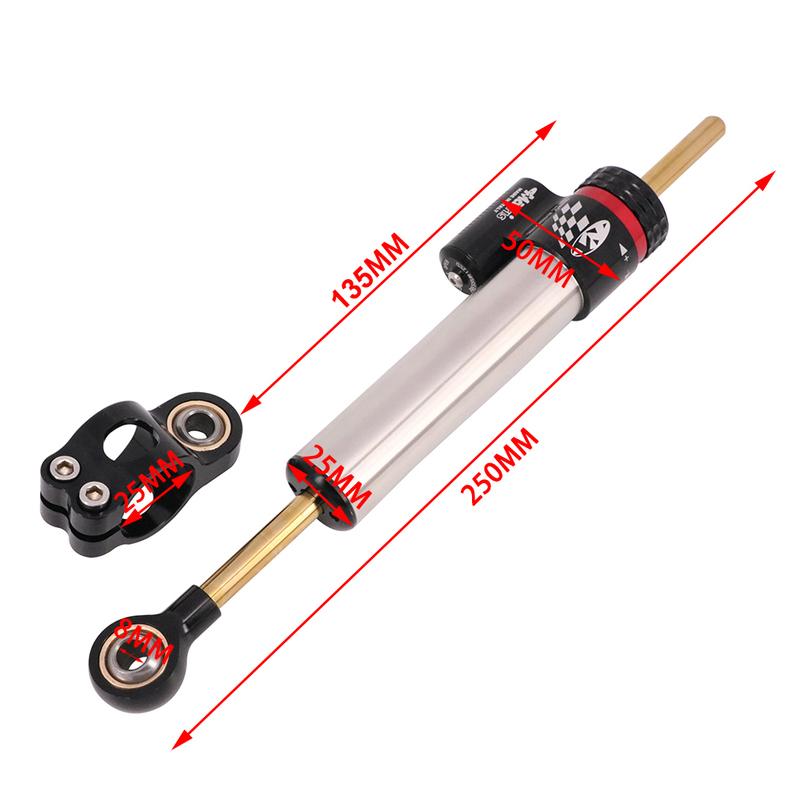 Motorcycle Adjustable Damper Steering Stabiliz 250 345mm steering stabilizer for Honda Kawasaki Street Bike Carbon fiber texture