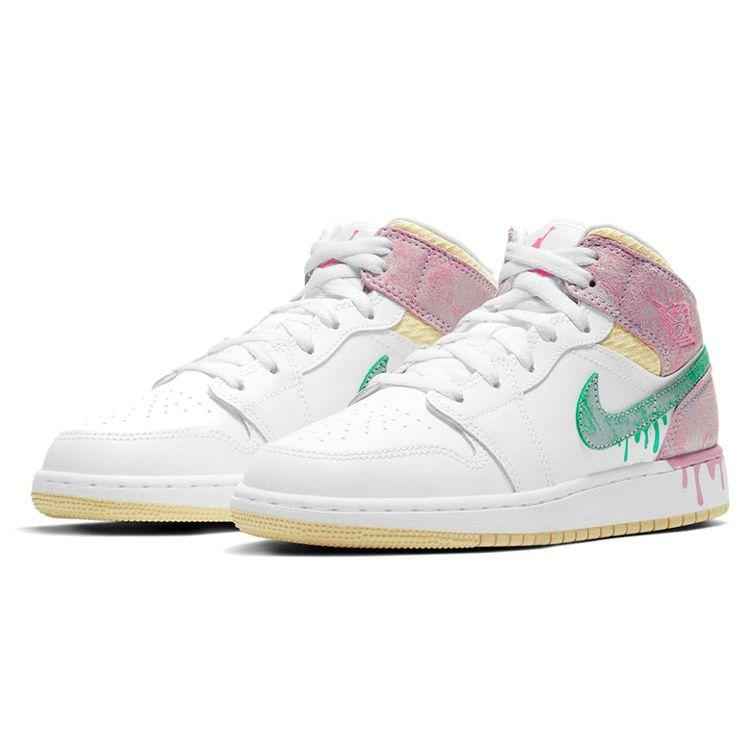 Air Jordan 1 Mid SE GS Lody Buty dla Dzieci Biały Arctic-Punch Pale-Vanilla DD1666-100