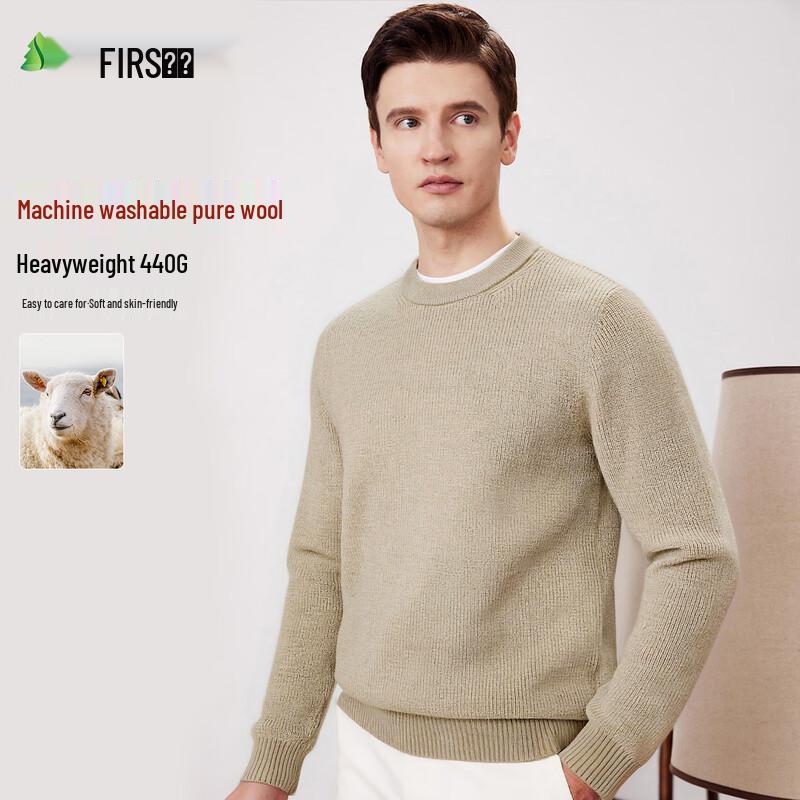 

FIRS Men s 100% Pure Wool Thick Crew Neck Sweater L
