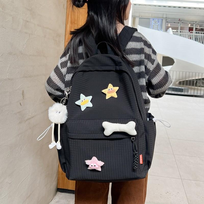 Solid Color Women's Backpack Large Capacity Student School Bag
