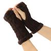 Women's Winter Warm Wool Gloves, Fingerless Diamond Knit Short Gloves