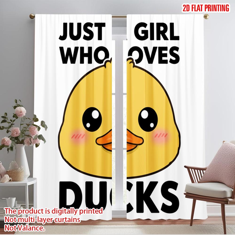 

2pcs 2D flat printing Curtain Cute Duck Lover Graphic Fabric Without Electricity All Season Party & Holiday Decor Perfect for 52.50×116.00 CM 2pcs